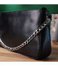 Женская сумка багет с цепочкой и съемным ремешком из гладкой натуральной кожи Shvigel 22838 Черная фото, картинка, изображение