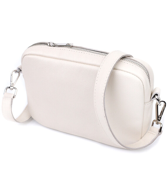 Класична жіноча сумка крос-боді з натуральної шкіри Shvigel 22839 Бежева картинка, зображення, фото