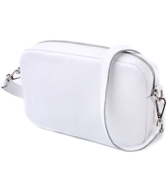 Універсальна класична сумка крос-боді з натуральної шкіри Shvigel 22840 Біла картинка, зображення, фото