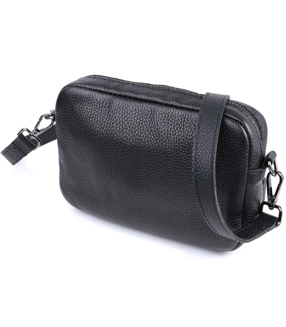 Класична сумка крос-боді із зернистої натуральної шкіри Shvigel 22842 Чорна картинка, зображення, фото