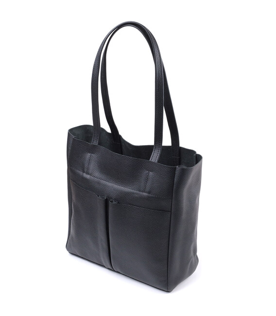 Зручна сумка-шоппер із натуральної шкіри Shvigel 22845 Чорна картинка, зображення, фото