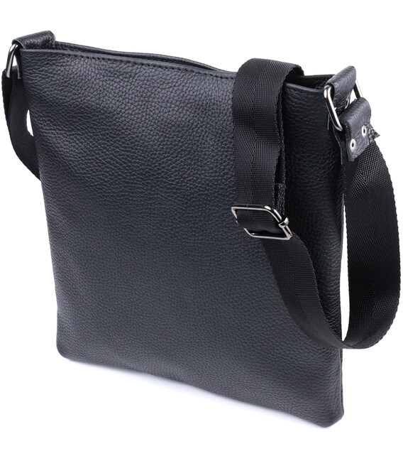 Тонка сумка для чоловіків через плече з натуральної шкіри Shvigel 22850 Чорна картинка, зображення, фото