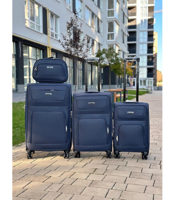 Чемодан Wings 6018 Midi синий 4 колесный фото, картинка, изображение