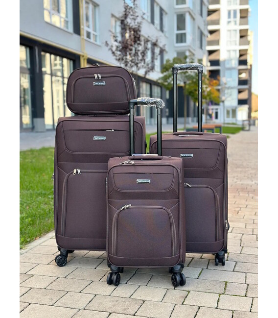 Чемодан Wings 6018 Maxi коричневый 4 колесный фото, картинка, изображение