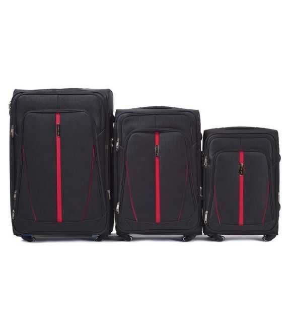 Набор Чемоданов Wings 1706 черный 4 колесный фото, картинка, изображение