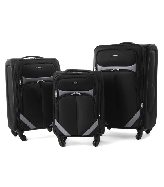 Валіза RGL S-010 маленька S чорно-сіра 4 колесна - картинка, зображення, фото валізи