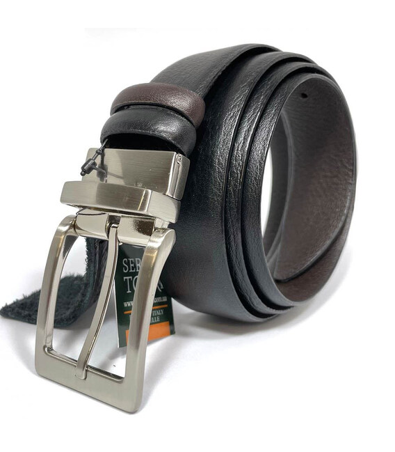 Двосторонній ремінь зі шкіри оленя черь-корич Sergio Tori T22629 картинка, зображення, фото