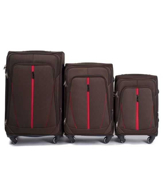 Набор Чемоданов Wings 1706 коричневый 4 колесный фото, картинка, изображение