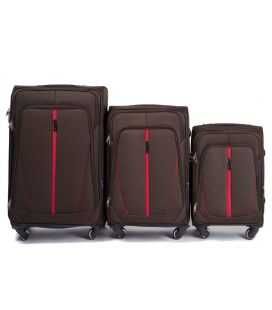 Набор Чемоданов Wings 1706 коричневый 4 колесный фото, картинка, изображение