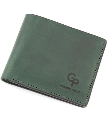 Портмоне чоловіче шкіряне Grande Pelle 505191 зелене картинка, зображення, фото