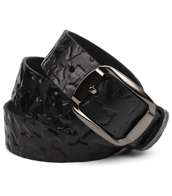 Ремінь із шкіри буйвола фактурний st044610 чорний 40мм картинка, зображення, фото