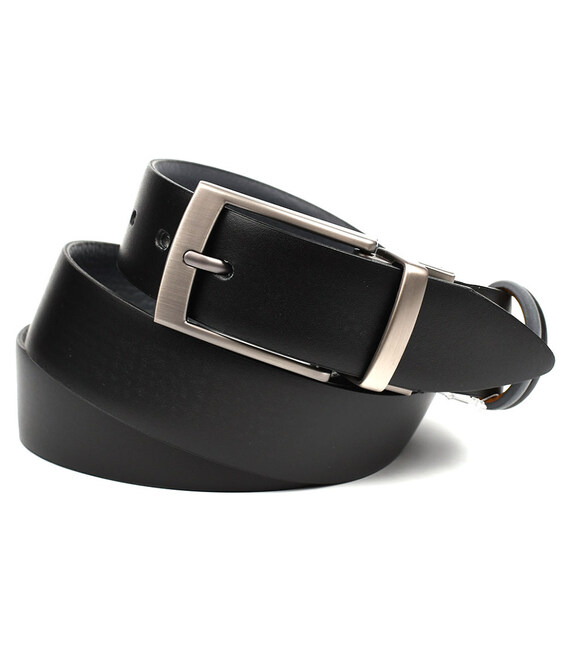 Двосторонній ремінь зі шкіри оленя чорний сірий Sergio Tori st22764 картинка, зображення, фото