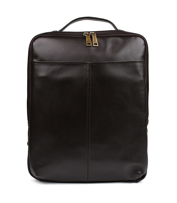 Шкіряний чоловічий коричневий рюкзак GC-7281-3md з передньою кишенею на блискавці фото, картинка, изображение