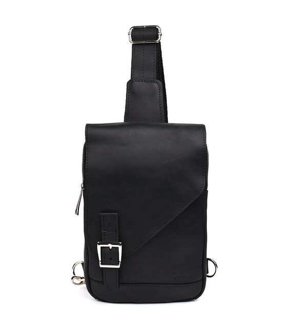 Рюкзак шкіряний слінг на одне плече RA-6403-4lx TARWA чорний крейзі хорс фото, картинка, изображение