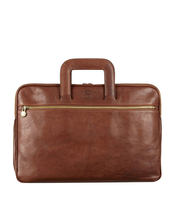 Шкіряна сумка-портфель для ноутбука - Brave New World - коньячно-коричневий матовий колір - Time Resistance 5191601 картинка, зо