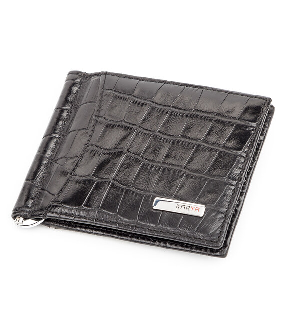 Затискач чоловічий KARYA 17086 шкіряний Чорний картинка, зображення, фото