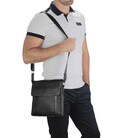 Чоловіча шкіряна сумка через плече чорна Tiding Bag A25F-9913A картинка, зображення, фото