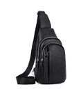 Мужской кожаный черный слинг на плечо Tiding Bag A25F-6601A фото, картинка, изображение