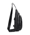 Мужской кожаный черный слинг на плечо Tiding Bag A25F-6601A фото, картинка, изображение