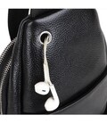 Кожаный черный слинг на два отдела Tiding Bag FL-A25F-8803A фото, картинка, изображение