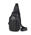 Кожаный черный слинг на два отдела Tiding Bag FL-A25F-8803A фото, картинка, изображение
