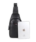 Кожаный черный слинг на два отдела Tiding Bag FL-A25F-8803A фото, картинка, изображение