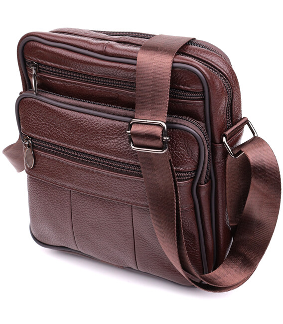 Зручна чоловіча сумка з натуральної шкіри 22858 Vintage Коричневий картинка, зображення, фото