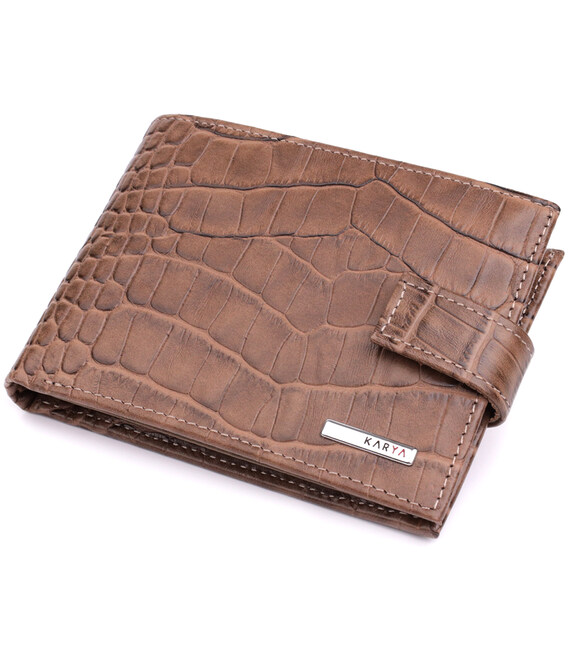 Місткий чоловічий гаманець з натуральної шкіри KARYA 22854 Коричневий картинка, зображення, фото