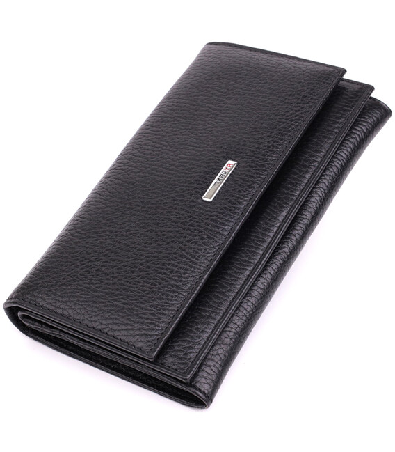 Місткий жіночий гаманець з натуральної шкіри KARYA 22859 Чорний картинка, зображення, фото