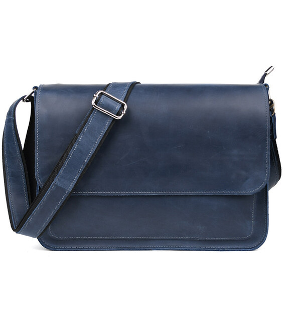 Шкіряна сумка через плече формату А4 Limary lim-3028RK синя фото, картинка, изображение