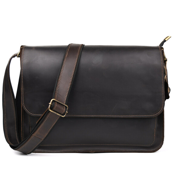 Шкіряна сумка через плече формату А4 Limary lim-3028RC коричнева фото, картинка, изображение