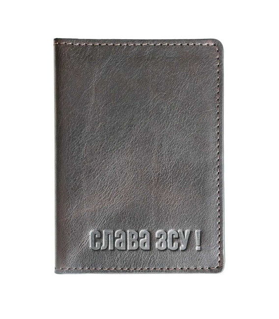 Шкіряна обкладинка для військового квитка Слава ЗСУ шоколад Grande Pelle 257620 картинка, зображення, фото