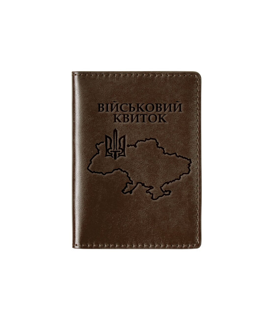 Шкіряна обкладинка для військового квитка Кордон шоколад Grande Pelle 257620 фото, картинка, изображение