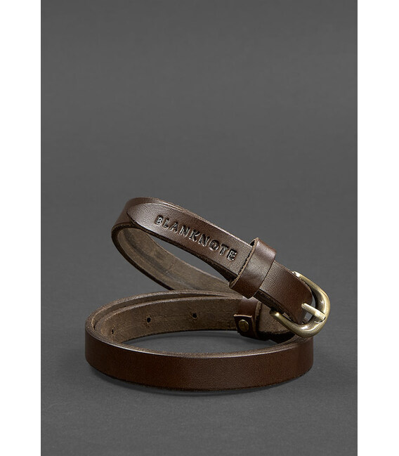 Жіночий шкіряний вузький ремінь 15 мм Коричневий картинка, зображення, фото