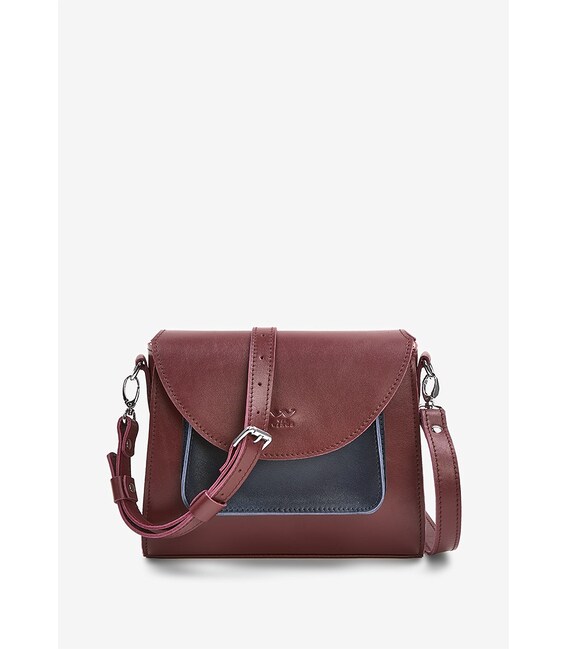 Жіноча шкіряна сумка Liv бордово-синя краст картинка, зображення, фото