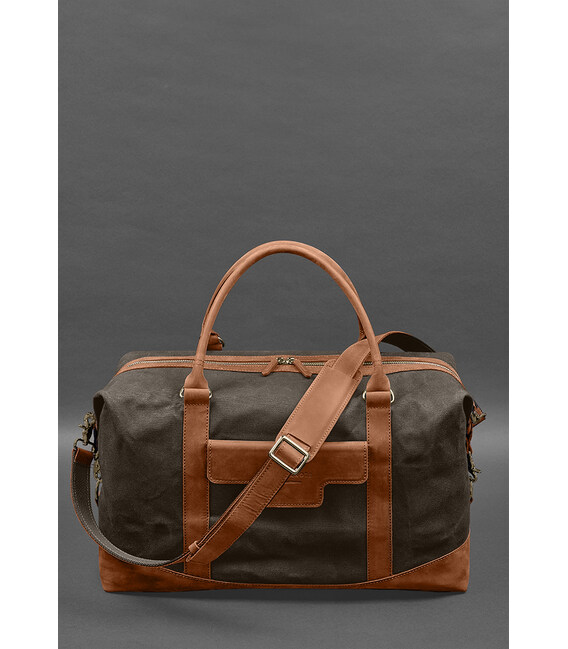 Дорожня сумка з коричневого канвасу та натуральної світло-коричневої шкіри Crazy Horse картинка, зображення, фото