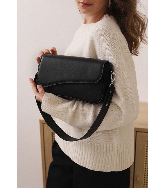 Женская кожаная сумка Nona черная краст фото, картинка, изображение