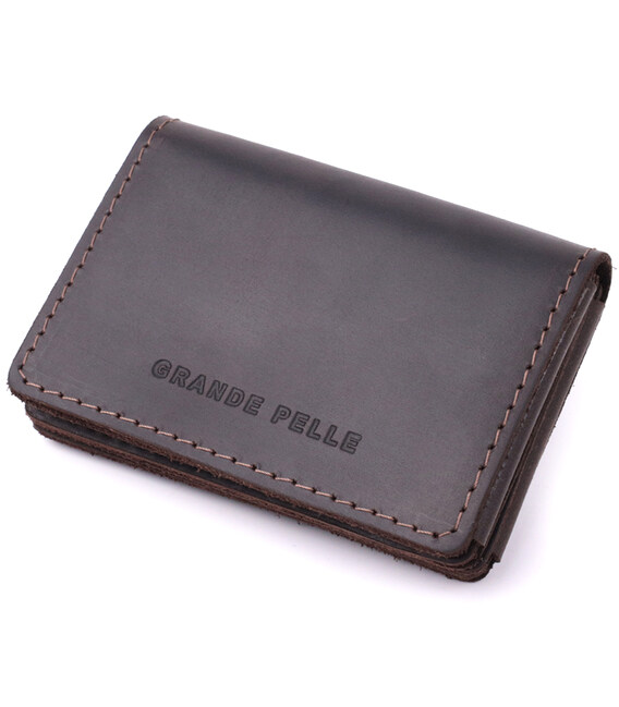 Стильная обложка на автодокументы в винтажной коже GRANDE PELLE 22873 Темно-коричневая фото, картинка, изображение