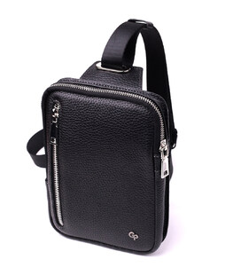 Прямокутна сумка бананка з якісної натуральної шкіри GRANDE PELLE 22877 Чорний картинка, зображення, фото