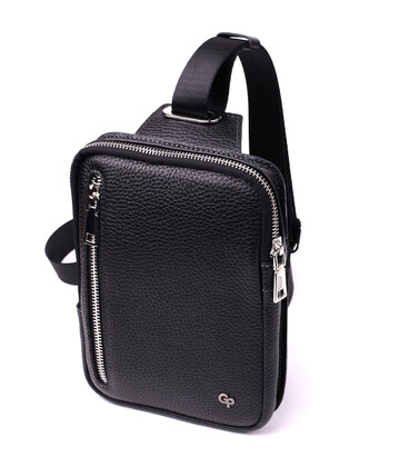 Прямокутна сумка бананка з якісної натуральної шкіри GRANDE PELLE 22877 Чорний картинка, зображення, фото