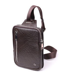 Чоловіча прямокутна сумка бананка з гладкої натуральної шкіри GRANDE PELLE 22880 Коричневий картинка, зображення, фото