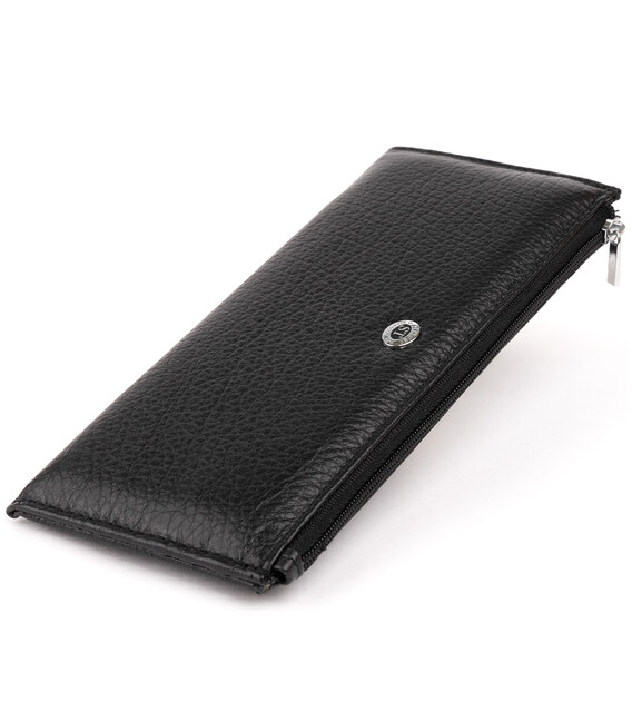 Горизонтальный тонкий кошелек из кожи унисекс ST Leather 19324 Черный фото, картинка, изображение