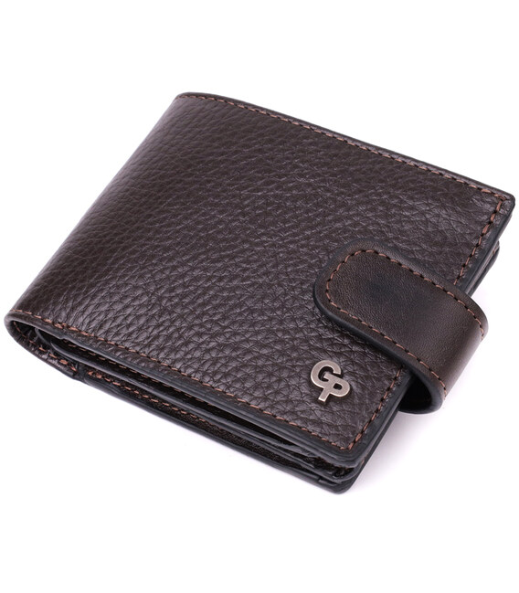 Практичне портмоне з люксової зернистої шкіри флотар GRANDE PELLE 22876 Коричневий картинка, зображення, фото