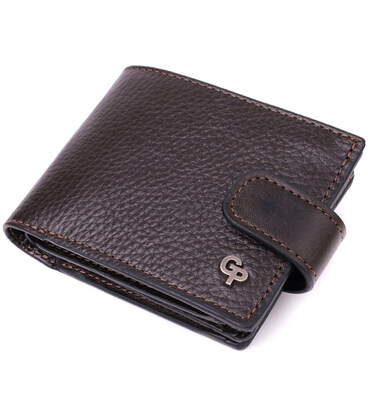 Практичное портмоне из люксовой зернистой кожи флотар GRANDE PELLE 22876 Коричневый фото, картинка, изображение