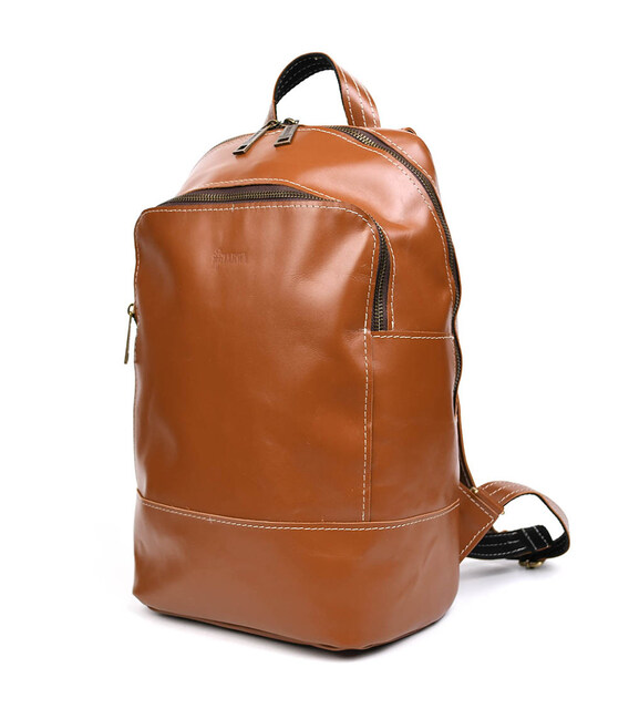 Шкіряний жіночий рюкзак TARWA GB-2008-3md гладка шкіра коньячна фото, картинка, изображение