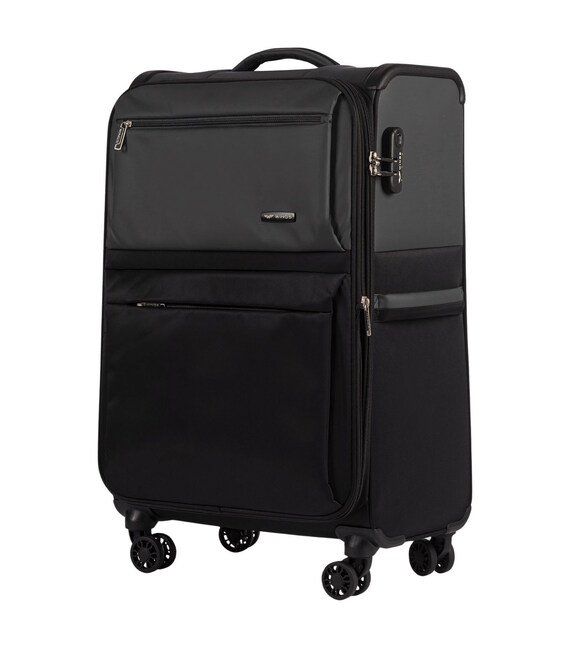 Чемодан Wings LN01 средний M черно-серый 4 колесный фото, картинка, изображение