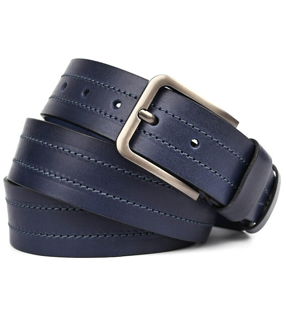 Ремінь шкіряний синій з рядком 40мм чоловічий Limary sk400323 картинка, зображення, фото