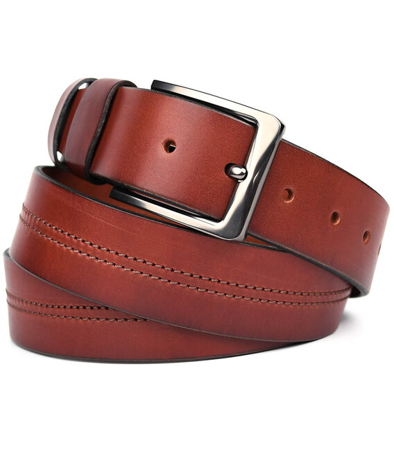 Ремінь шкіряний коньячний з рядком 40мм чоловічий Limary sk400222 фото, картинка, изображение