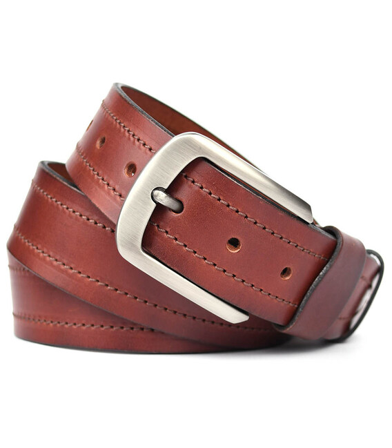 Ремінь шкіряний коньячний з рядком 40мм чоловічий Limary sk400221 картинка, зображення, фото