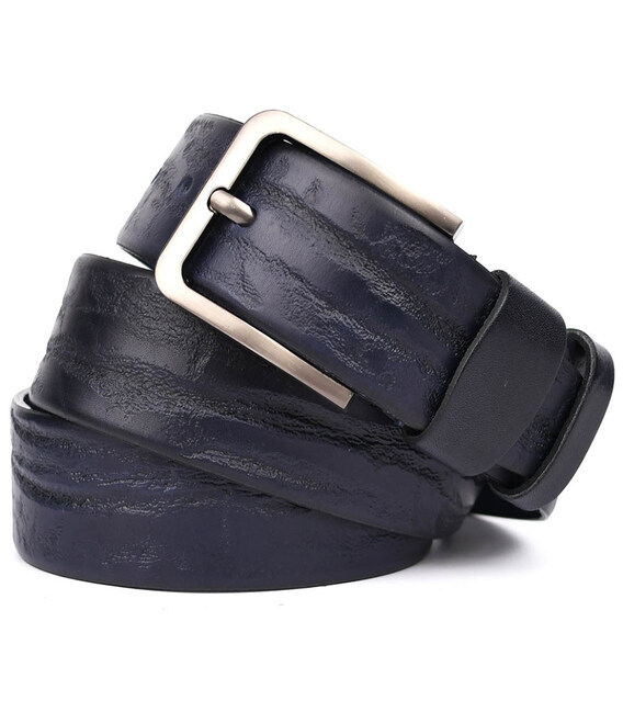 Ремінь шкіряний синій 40мм фактурний Limary sk400330 фото, картинка, изображение